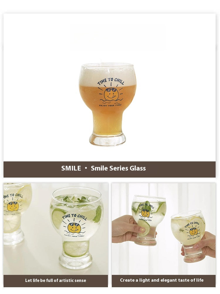 Beer Cup Glass Household Drinking Cup Creative Milk Cup | Smile