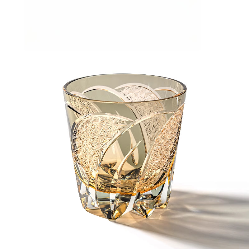Edo Cut Moon Rainbow Lock Cup Handmade Crystal Cup Foreign Wine Cup Whisky Glass Premium