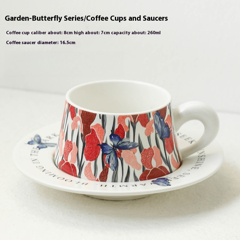 Cups Coffee Cups Saucers Ceramic Retro Watercolor Dim Sum Plate Flat Plate Household | Garden