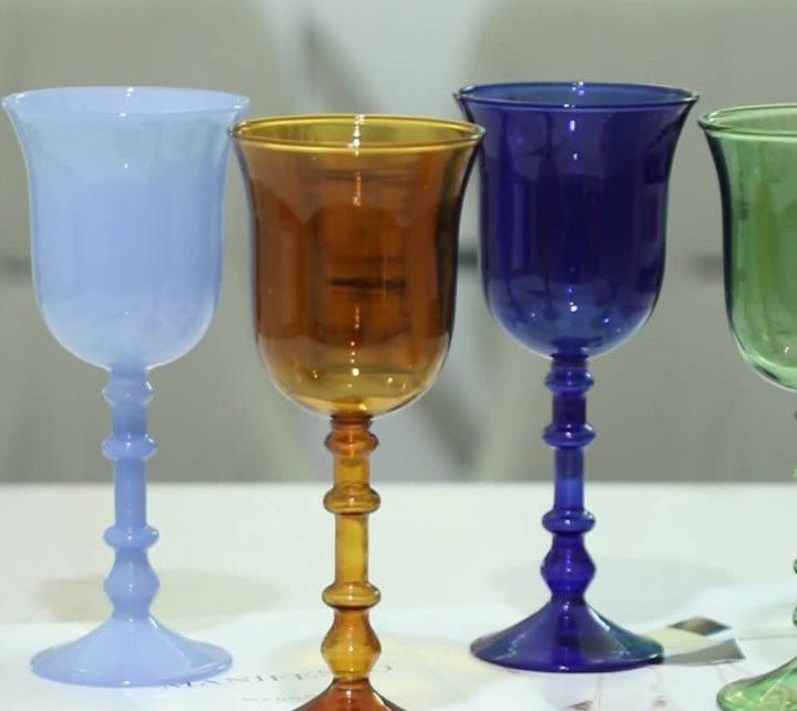 French stained tall glass sweet wine glass Roman pillar wine glass decorative cup