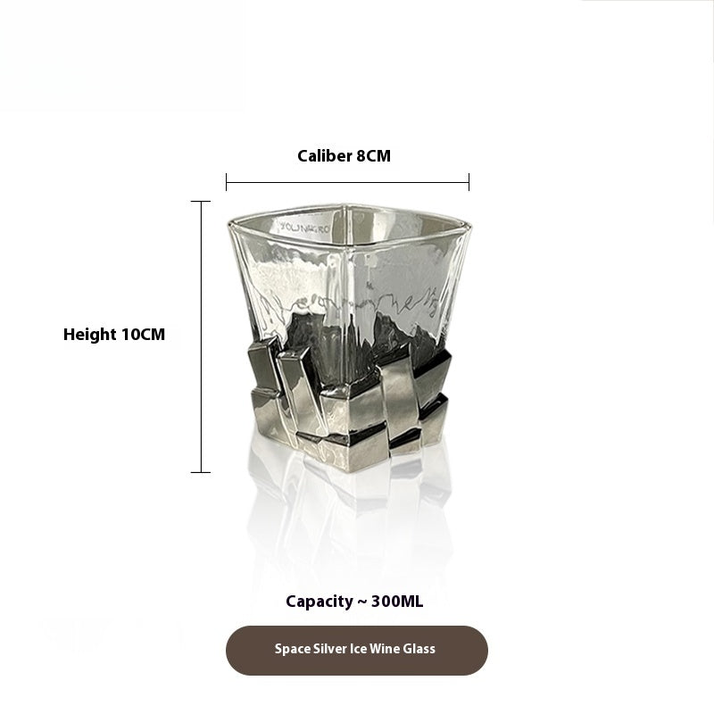 Glass with Wine Glass Creative Light Luxury Glass Premium Whiskey Cup | Ice Cubes
