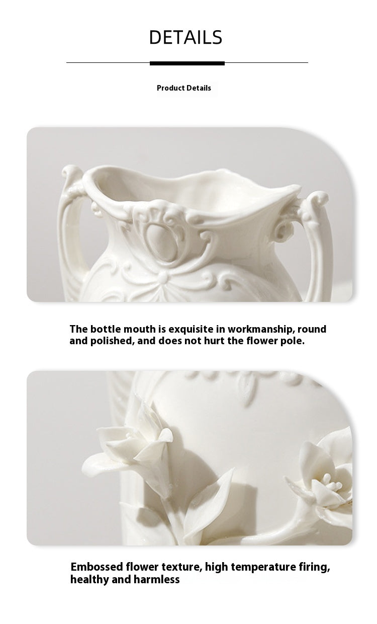 Vase French Handmade Ceramic Embossed Pinch Flower Appliance Dining Table Home Ornament | Painting