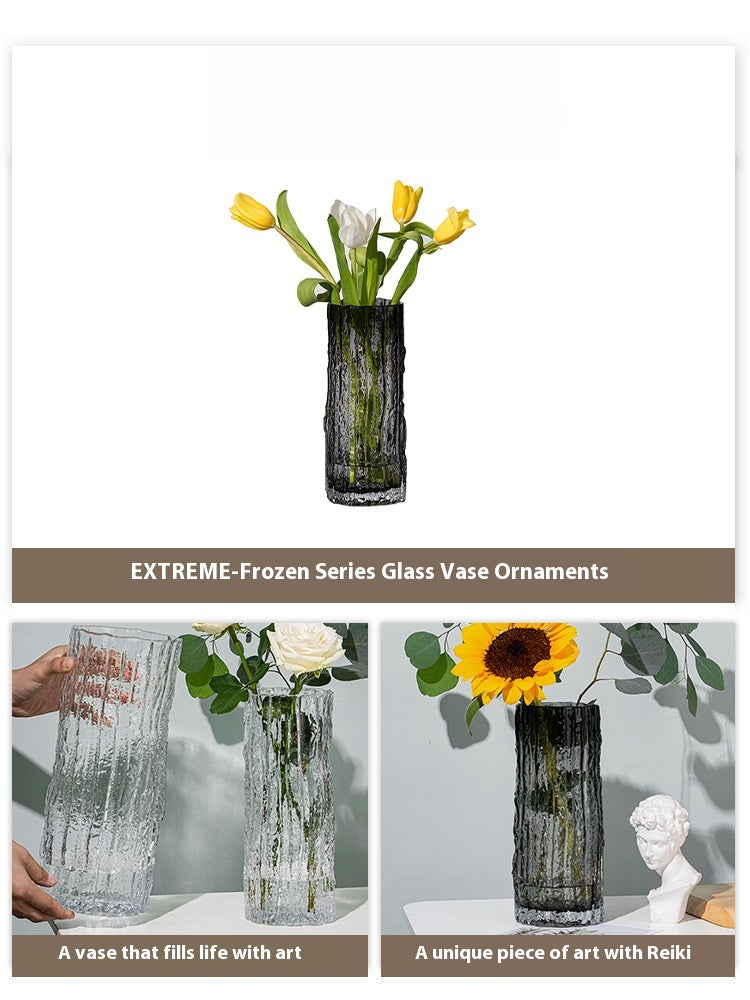 Glacier Vase Glass Transparent Flower Arrangement Living Room Dining Table Ornament | Extreme Frozen