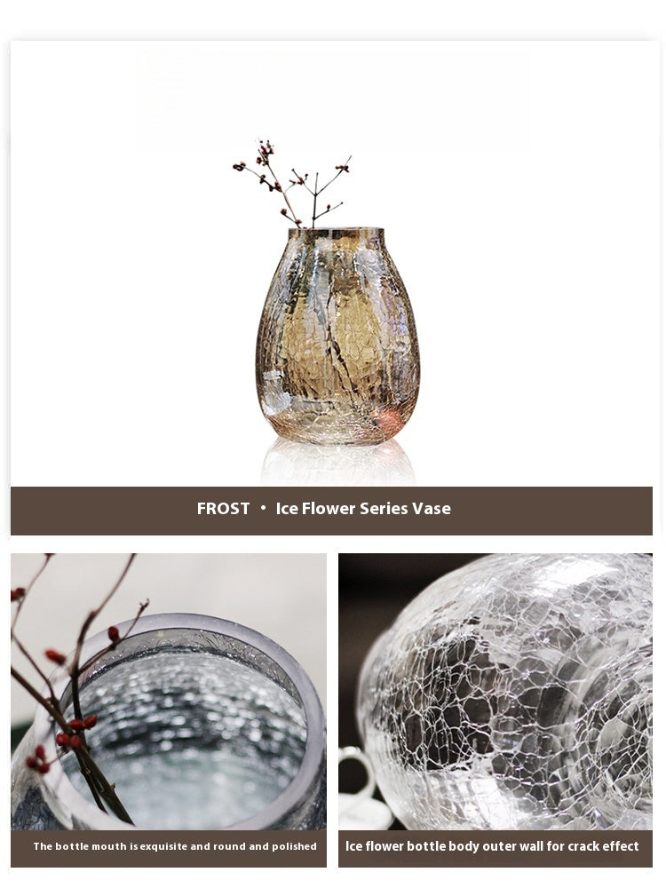 Creative light luxury cracked glass flower arrangement transparent home decoration | Ice flowers
