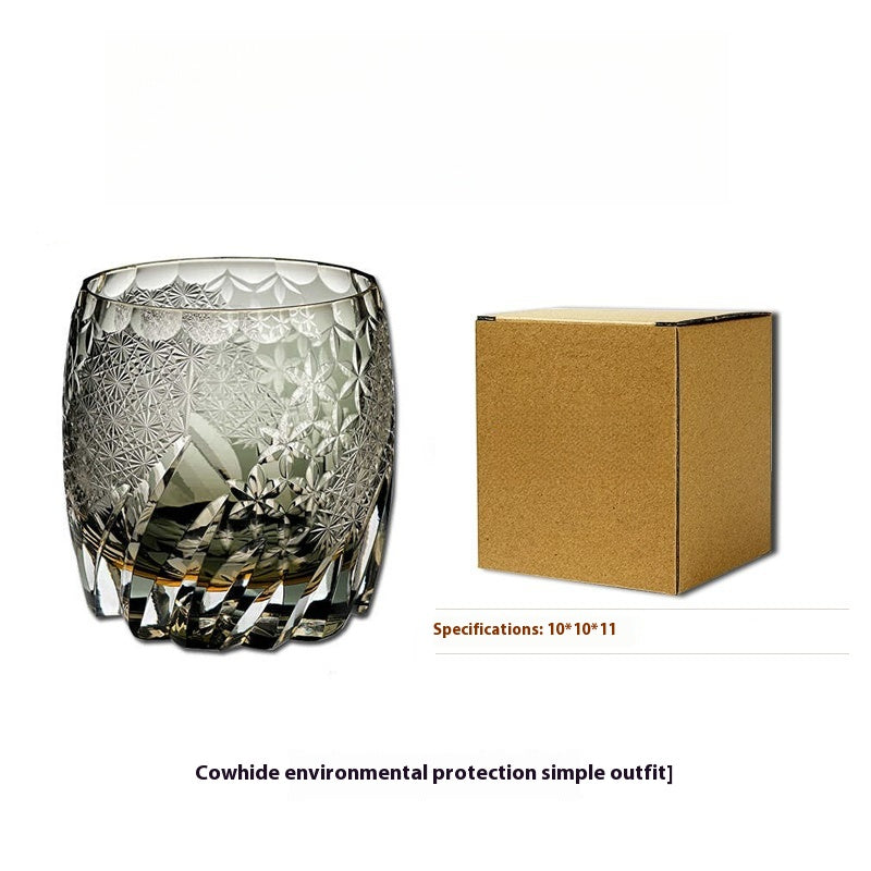 Edo cut cup dancing in the wind wind wind light luxury art pure hand-carved whiskey glass