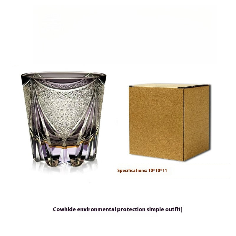 Edo Cezi Sanctuary Purple Ice Hand-carved Whiskey Crystal Cup Glass Wine Glass High-end Gift Gift