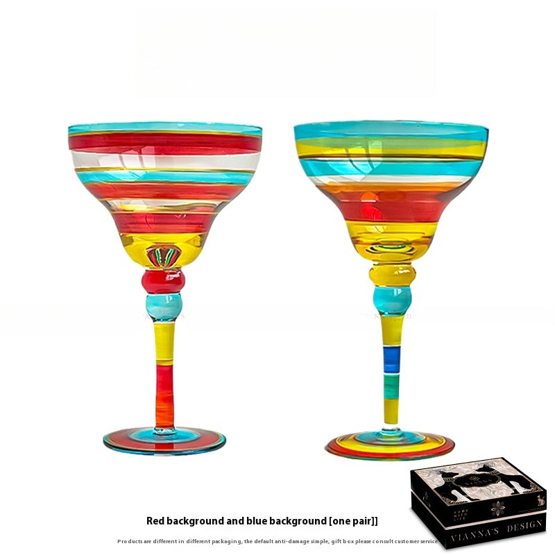 High-value hand-painted stained glass red wine glass cocktail glass birthday gift