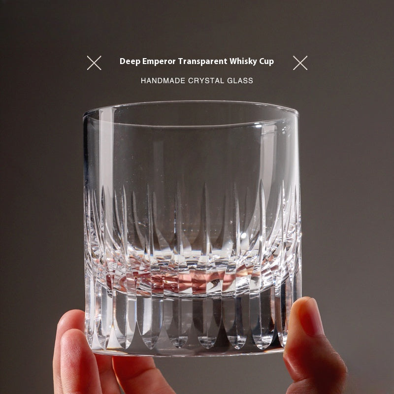 European wine glass transparent glass engraved cut cup | Remember
