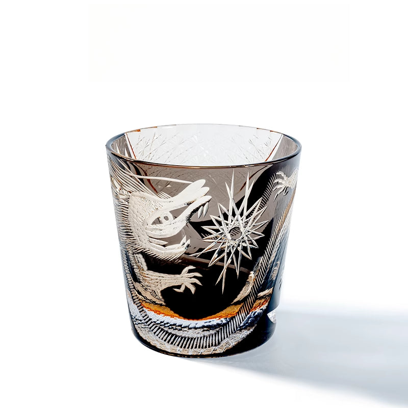 Year of the Dragon limited edition, black dragon cup, hand-carved foreign wine cup, whiskey glass, lead-free crystal glass, high-end.