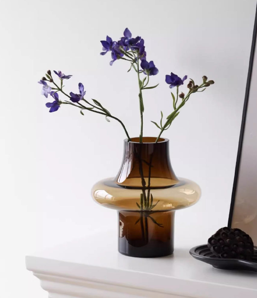 Vase light luxury medieval glass tabletop ornament high-end living room decoration | Focus