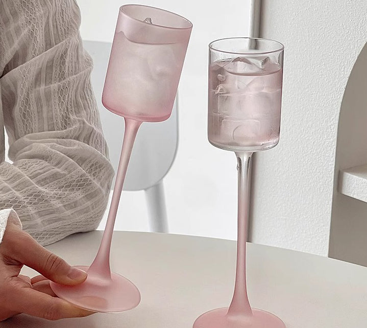 French frosted tall glass wine glass champagne glass niche straight cocktail glass