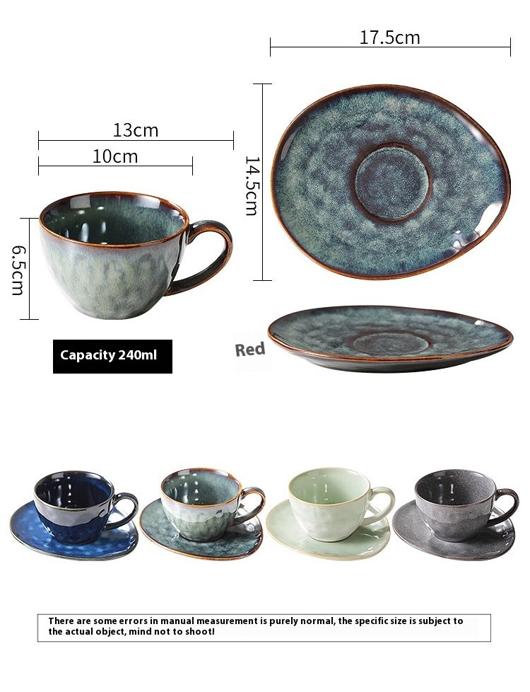 Cup with coffee cup and saucer set, retro kiln-changed ceramic 250ml latte cup | Starry Sky