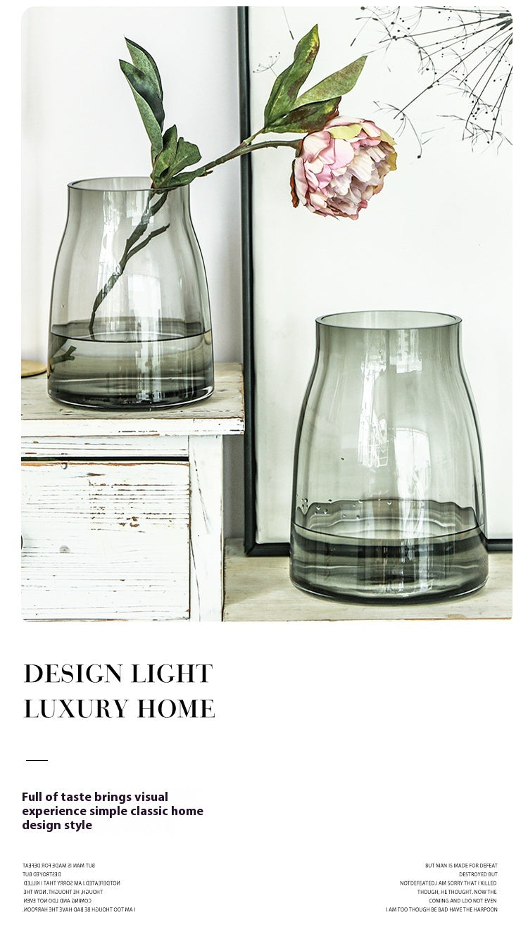 Light luxury transparent glass vase ornament living room table placement | Manta