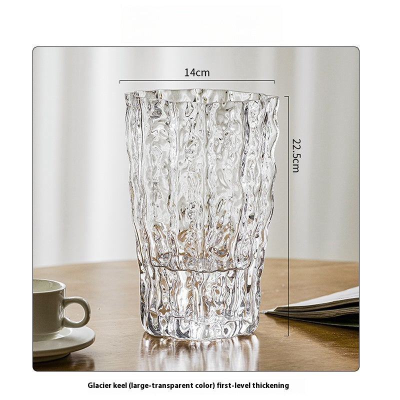 Vase ornament Living room flower arrangement glass high-end transparent glacier pattern | Spring light