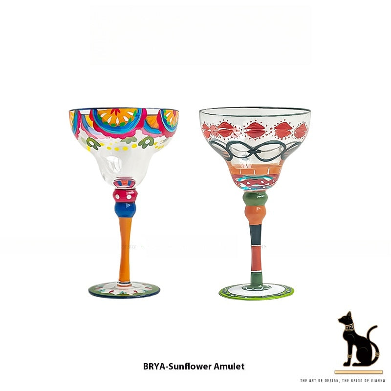 High-value hand-painted stained glass red wine glass cocktail glass birthday gift