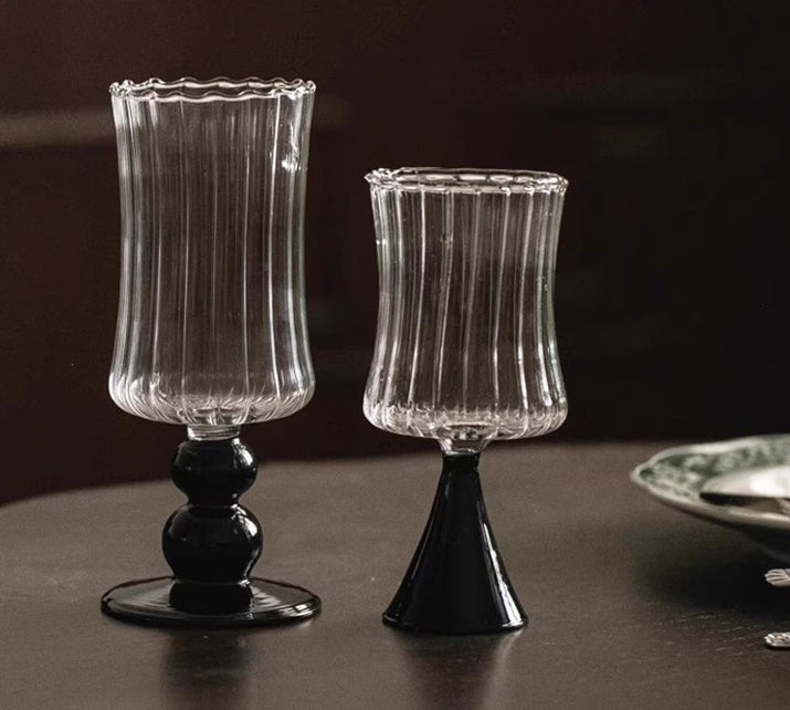 Medieval Creative Glass Wine Glass Household Black Rod Tall Juice Glass Wine Glass
