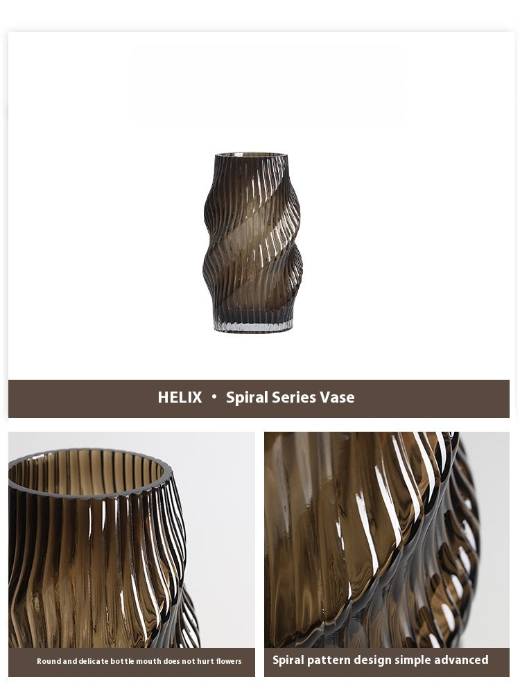 Vase Irregular Twist Glass Flower Arranger Modern ins Home Ornament | Spiral