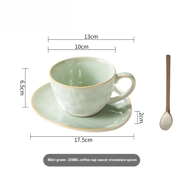 Cup with coffee cup and saucer set, retro kiln-changed ceramic 250ml latte cup | Starry Sky
