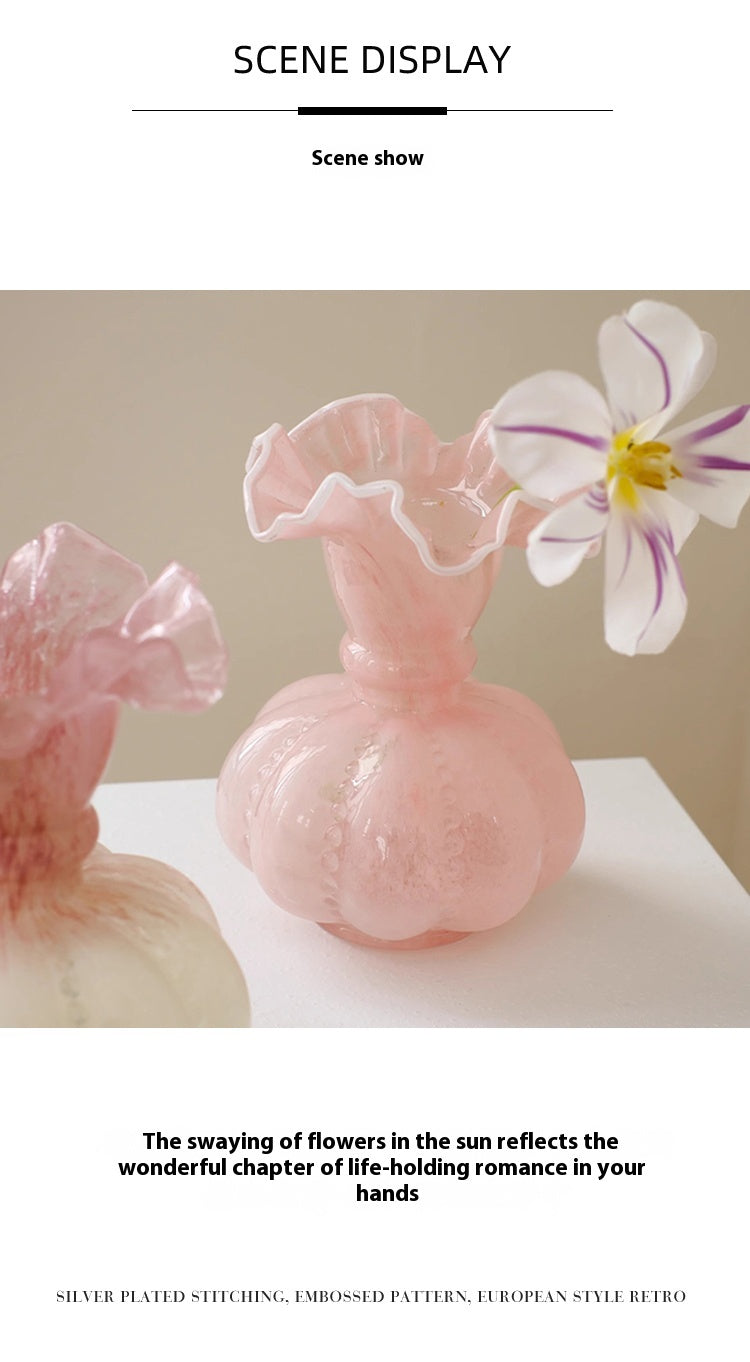 Vase medieval gradual change retro French handmade glazed flower arrangement | Wuwei