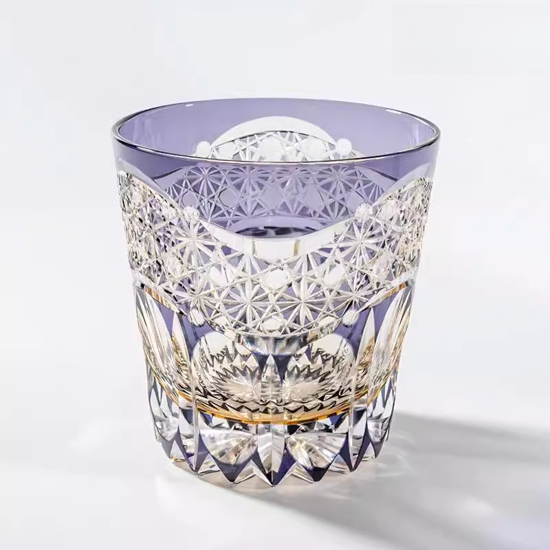 Purple Dawning Edo Cut Hand-carved Crystal Glass Japanese High-end Whiskey Glass