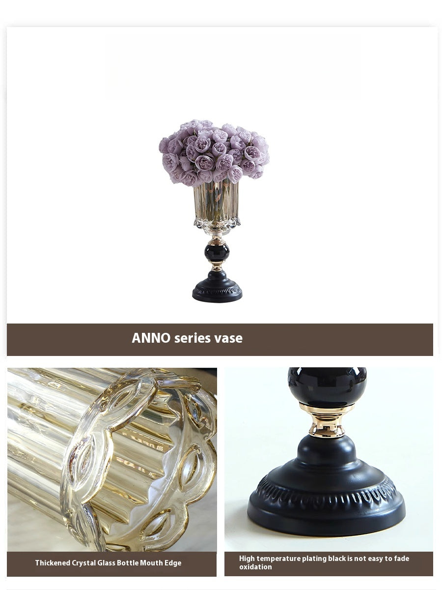Vase Modern Light Luxury Premium Glass Flower Arranger Ornament Living Room Dining Table | Anno