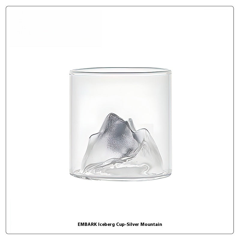 Cups Household Color 3D Stereoscopic Mountain View Heat-resistant Glasses Wine Glasses | Iceberg