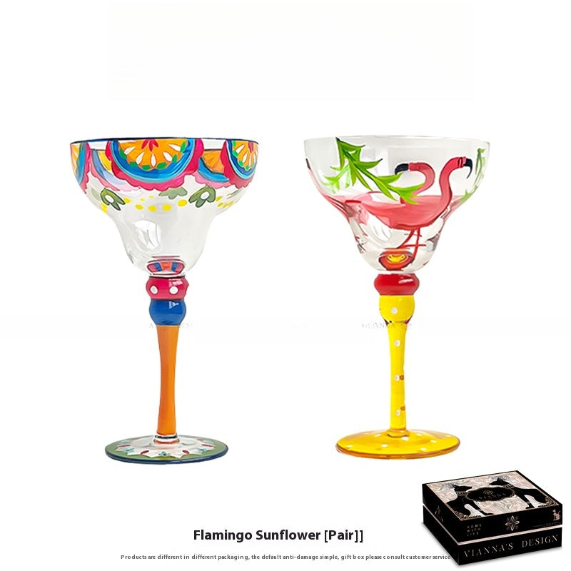 High-value hand-painted stained glass red wine glass cocktail glass birthday gift