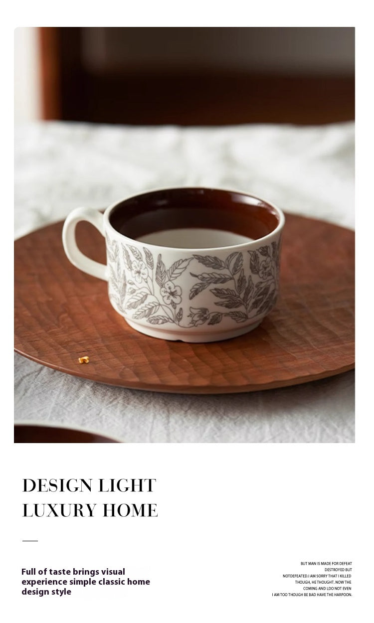 Cups Medieval Coffee Cups and Saucers Delicate Household Ceramic Cup Set French | Qinghan