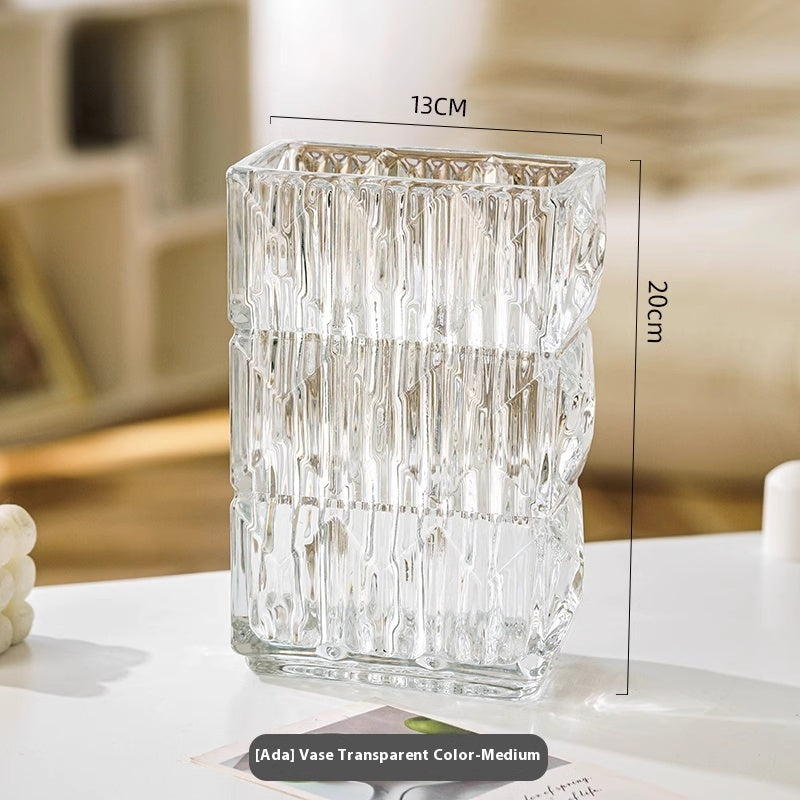 Vase ornament Living room flower arrangement glass transparent ins style light luxury high sense | Ada