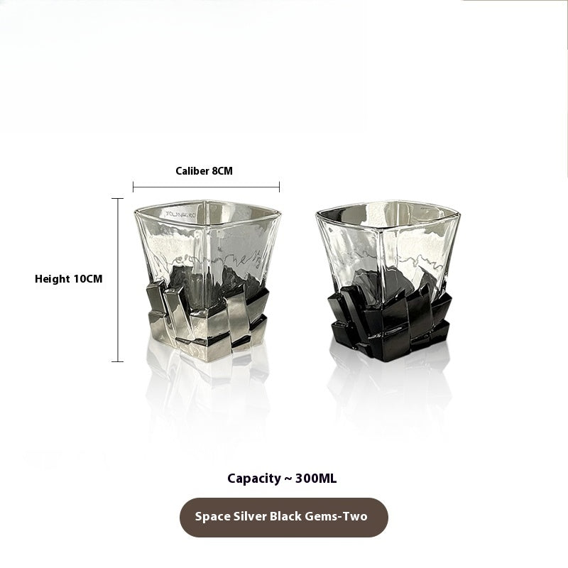 Glass with Wine Glass Creative Light Luxury Glass Premium Whiskey Cup | Ice Cubes