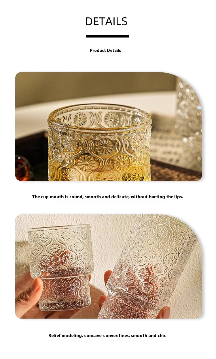 Niche medieval relief glass bubble juice cup beer cup | locust flower