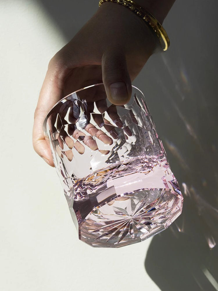 Pink Crystal Cup Glass Edo Cut Handmade Whiskey | Ke Yu