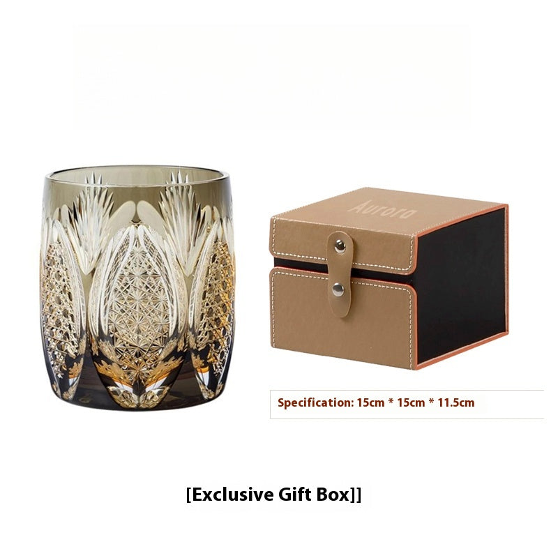 Edo cut white rime crystal wine glass hand-carved glass whiskey foreign wine cup free gift box