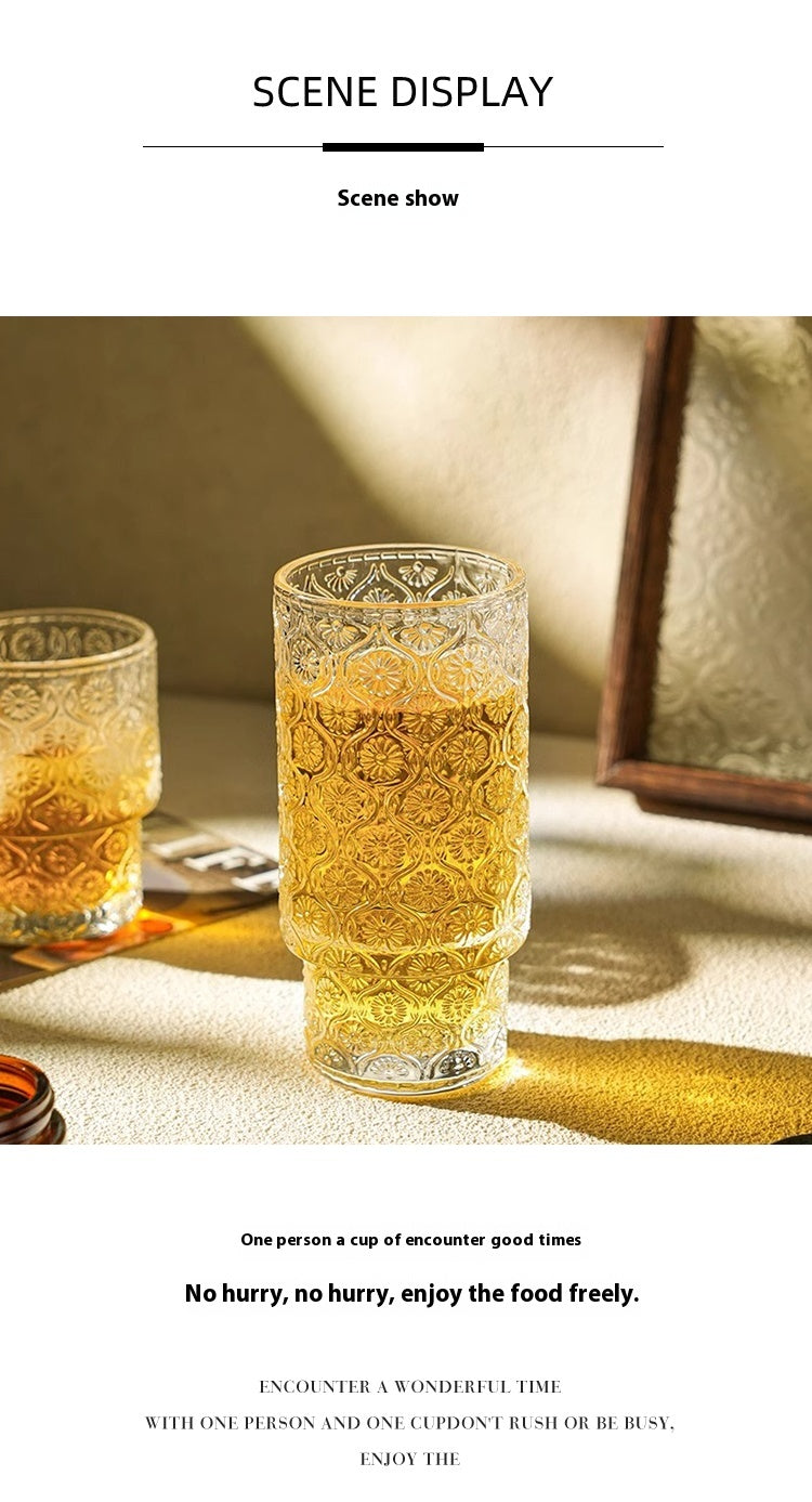 Niche medieval relief glass bubble juice cup beer cup | locust flower