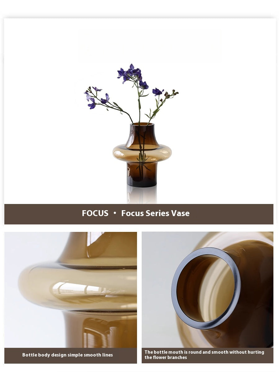 Vase light luxury medieval glass tabletop ornament high-end living room decoration | Focus