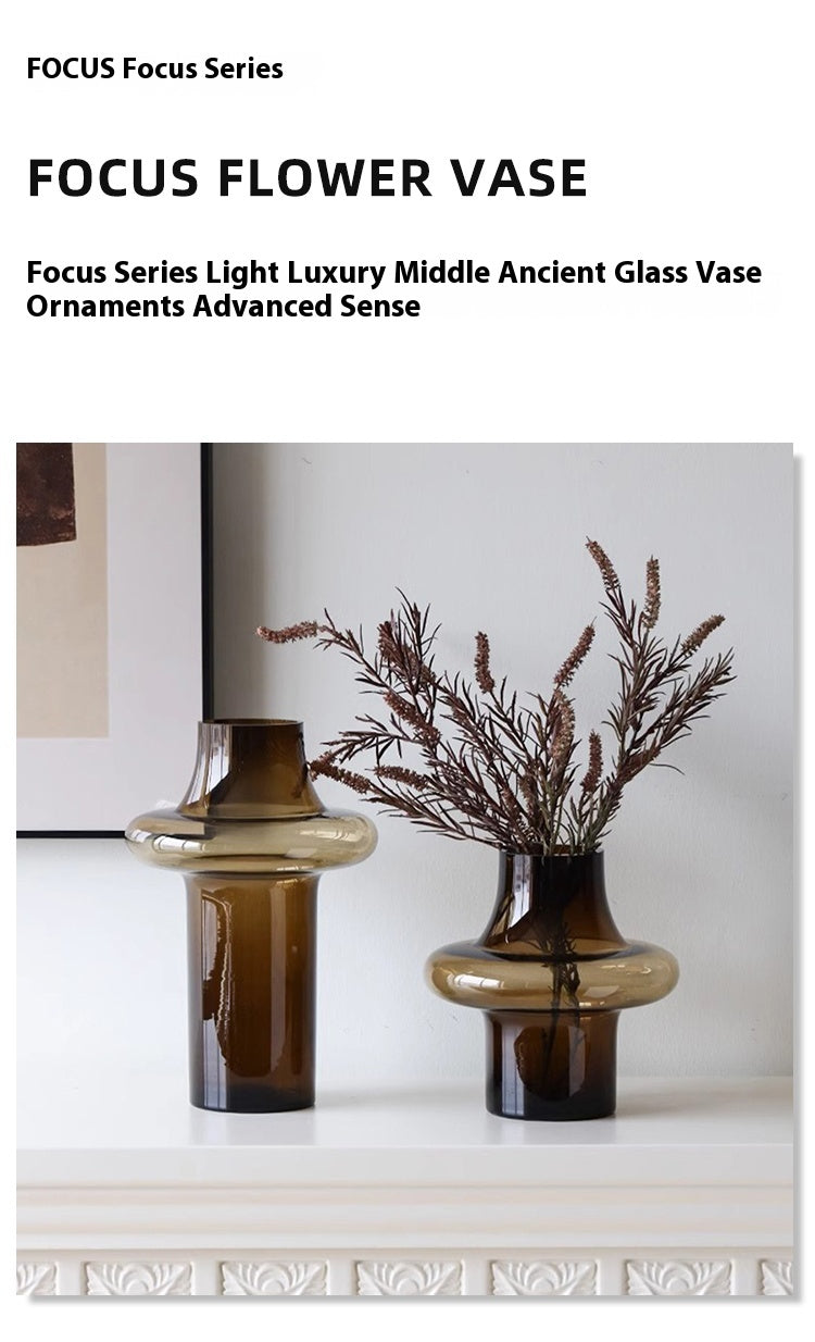 Vase light luxury medieval glass tabletop ornament high-end living room decoration | Focus