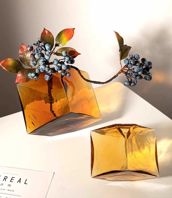 Vase concave Rubik's Cube hydroponic glass flower ware home light luxury ornament | Rubik's Cube