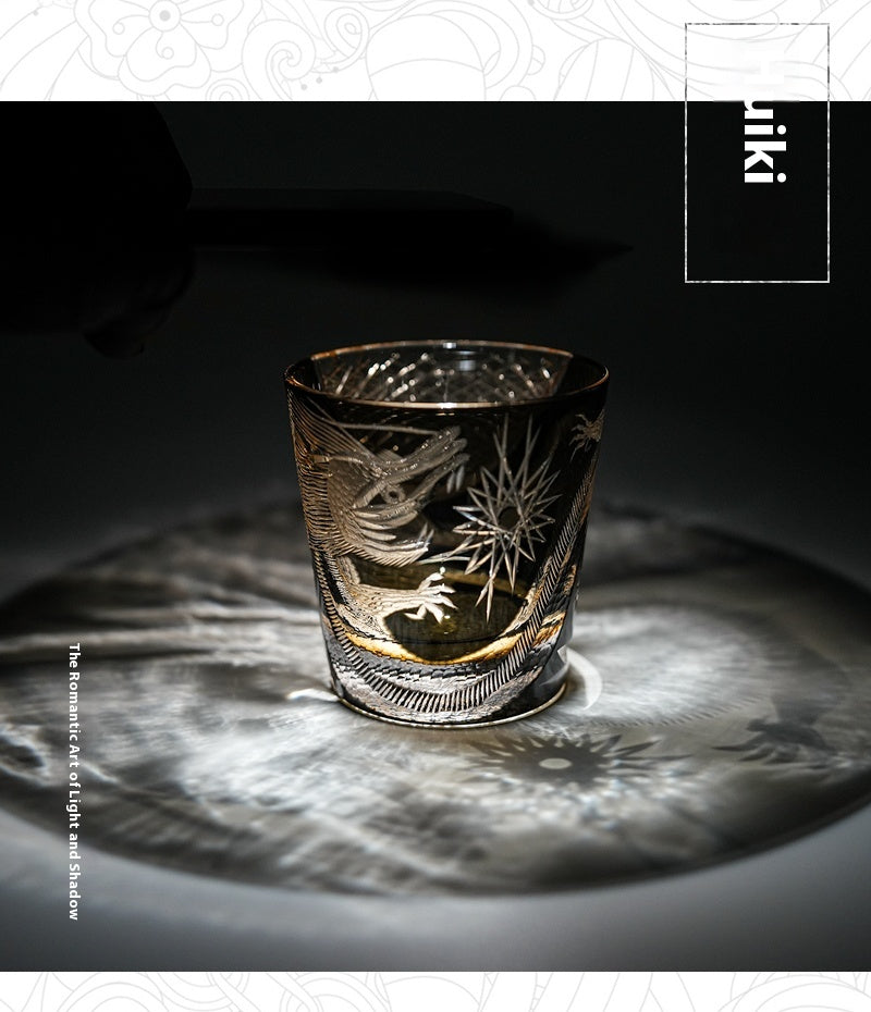 Year of the Dragon limited edition, black dragon cup, hand-carved foreign wine cup, whiskey glass, lead-free crystal glass, high-end.