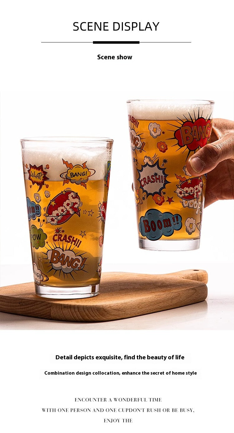 Glass Creative Heat-resistant Milk Drink Cup Printed Beer Cup | Exploding Flower