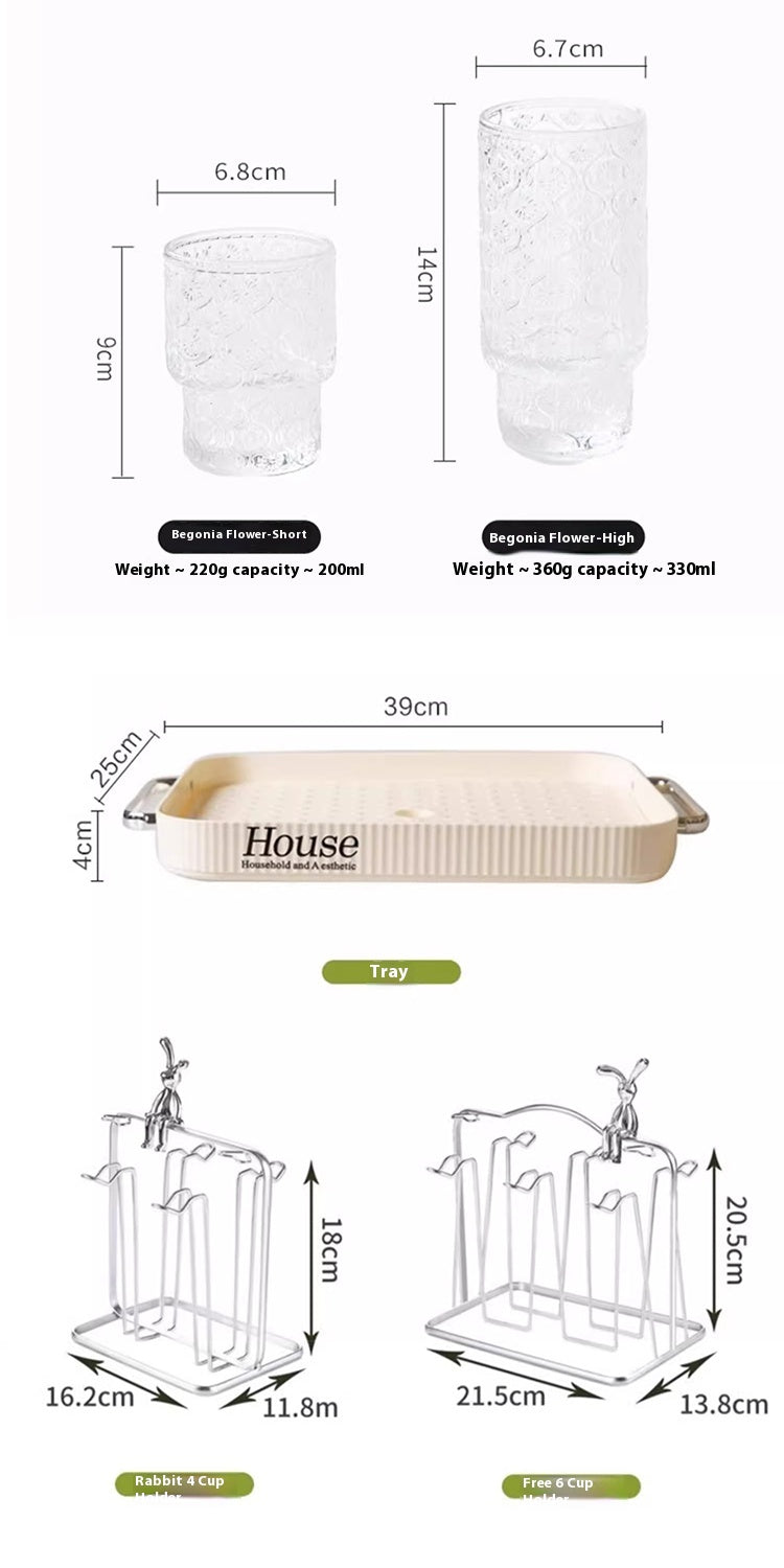 Niche medieval relief glass bubble juice cup beer cup | locust flower