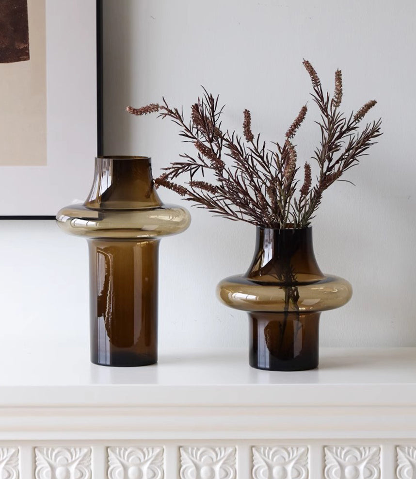 Vase light luxury medieval glass tabletop ornament high-end living room decoration | Focus