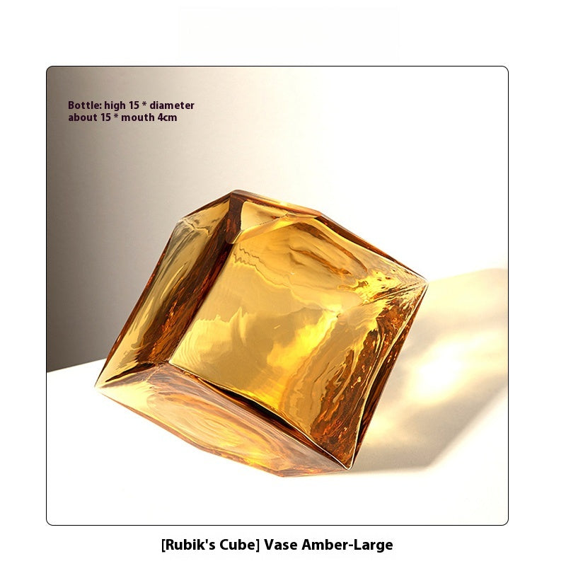Vase concave Rubik's Cube hydroponic glass flower ware home light luxury ornament | Rubik's Cube