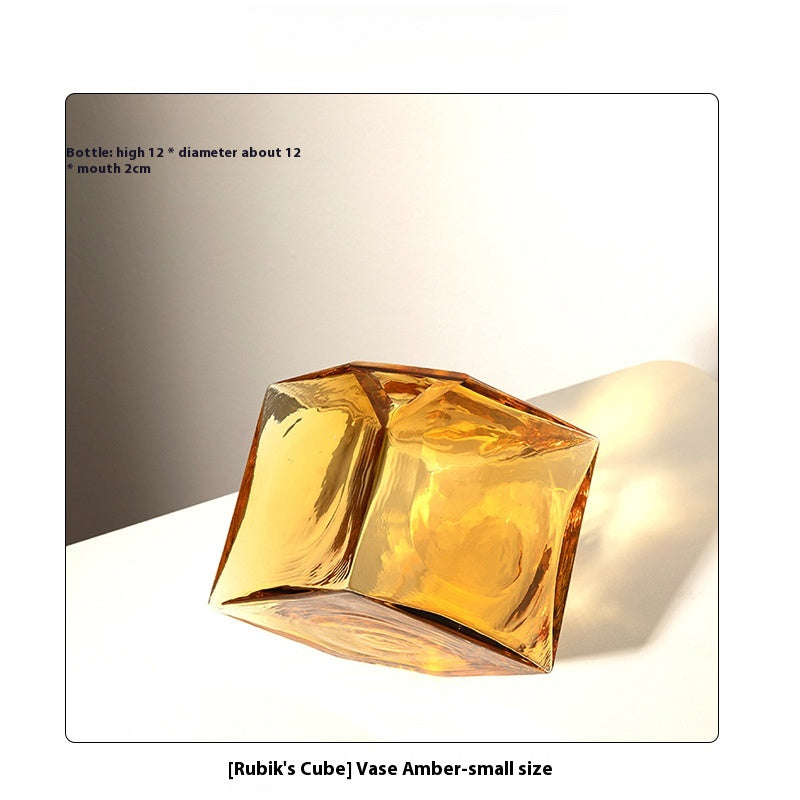 Vase concave Rubik's Cube hydroponic glass flower ware home light luxury ornament | Rubik's Cube