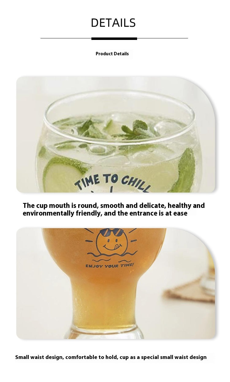 Beer Cup Glass Household Drinking Cup Creative Milk Cup | Smile