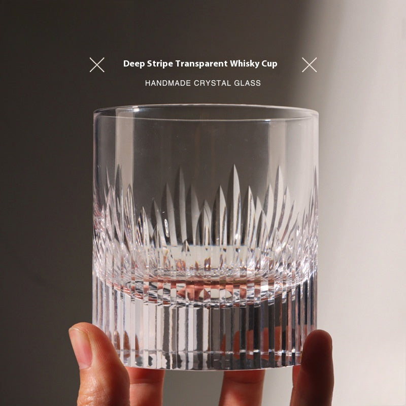 European wine glass transparent glass engraved cut cup | Remember