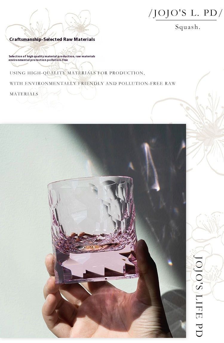 Pink Crystal Cup Glass Edo Cut Handmade Whiskey | Ke Yu