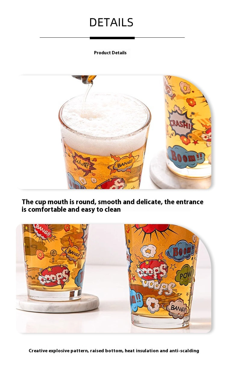 Glass Creative Heat-resistant Milk Drink Cup Printed Beer Cup | Exploding Flower