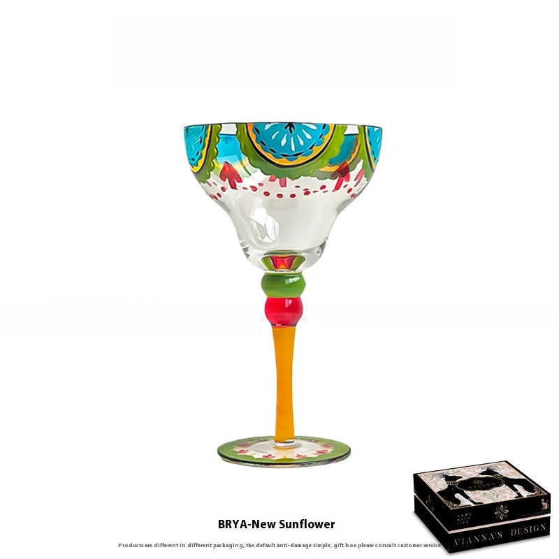 High-value hand-painted stained glass red wine glass cocktail glass birthday gift