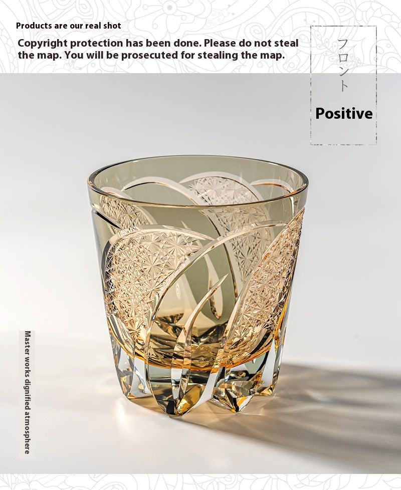 Edo Cut Moon Rainbow Lock Cup Handmade Crystal Cup Foreign Wine Cup Whisky Glass Premium