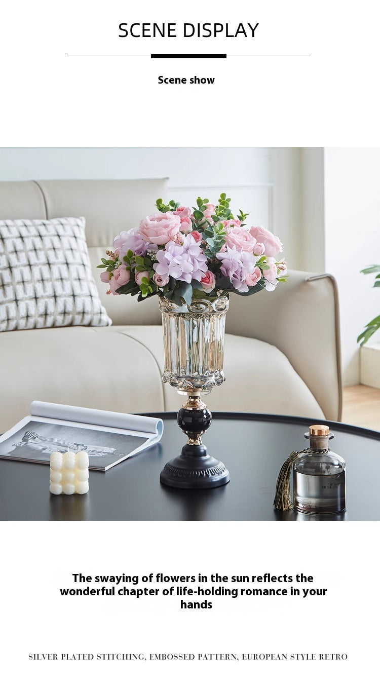 Vase Modern Light Luxury Premium Glass Flower Arranger Ornament Living Room Dining Table | Anno